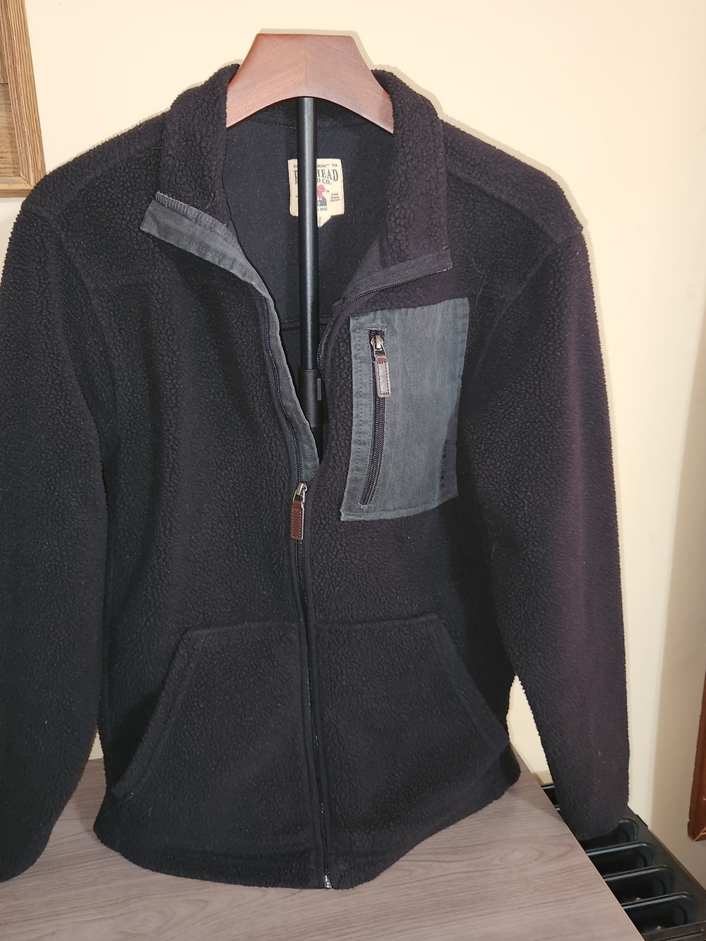 RedHead Men's Black Fleece Jacket with Chest Zip Pocket